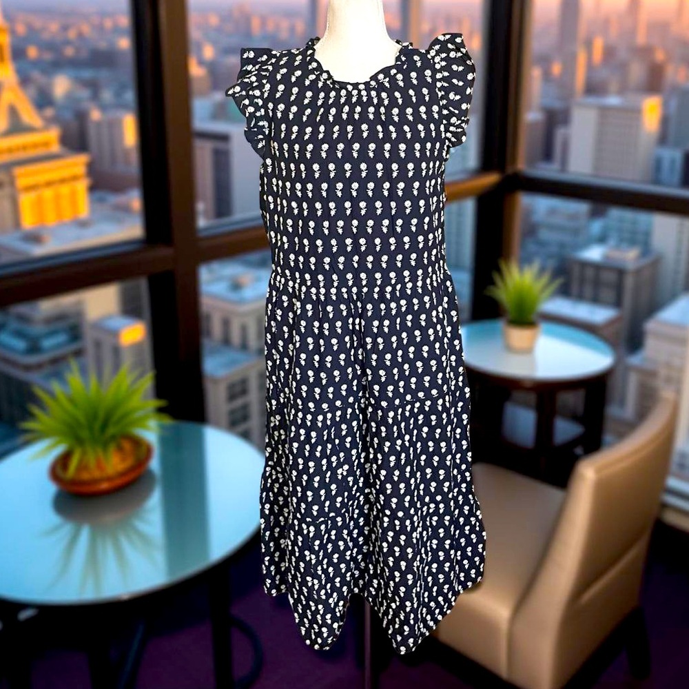 J. Crew Black Maxi Dress with White Floral Motif - Picture 2 of 16